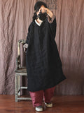 Women Winter Vintage Spliced Linen Loose Dress