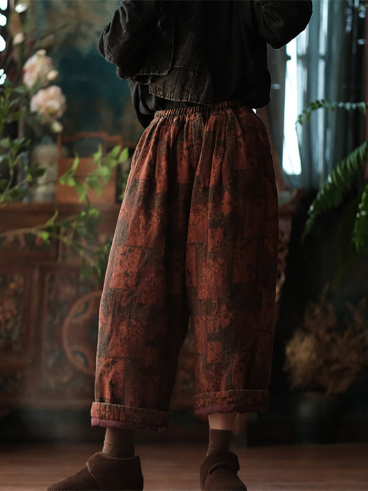 Pantalon sarouel ample en coton à fleurs ethniques pour femmes