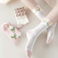 3 Pairs Women Spring Flower Jacquard Long Socks