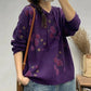 Women Artsy Flower Knitted Winter Hooded Sweater