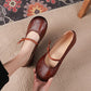 Women Artsy Genuine Leather Solid Flat Shoes