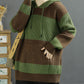 Women Casual Colorblock Knitted Hooded Sweater