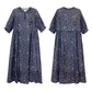 Robe Vintage à cordon de serrage en dentelle et boutons imprimés plantes pour femmes