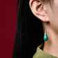 Women Elegant Water-drop Malachite Sliver Earrings