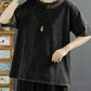 Women Summer Casual Solid Embroidery Loose Shirt