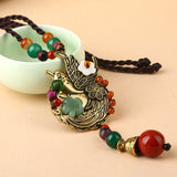 Alloy Bird Multicolor Agate Necklace