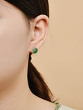 Women Casual Geometeic Jade Sliver Earrings