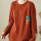 Women Autumn Artsy Knitted Patchwork Loose Sweater