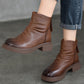 Women Retro Genuine Leather Fleece-lined Boots