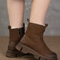 Women Winter Leather Vintage Solid Ankle Boots