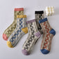 5 Pairs Women Casual Floral Jacquard Spliced Socks