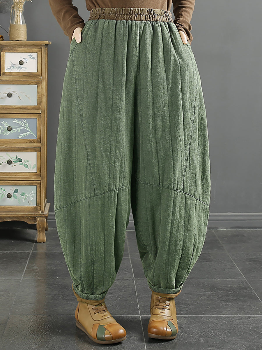 Pantalon sarouel rembourré épais et rétro pour femmes