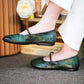 Women Vintage Solid Plaid Genuine Leather Shoes