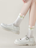 3 Pairs Women Spring Flower Jacquard Long Socks