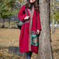 Women Winter Ethnic Patchwork Rmbroidery Pocket Long Coat