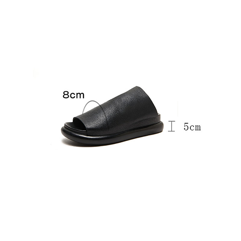 Women Casual Solid Leather Soft Outdoor Slippers