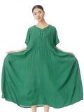 Women Summer Casual Loose Solid Irregular Hem Dress