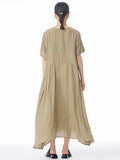 Women Summer Casual Loose Solid Irregular Hem Dress