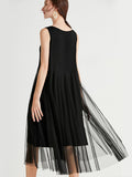 Women Casual Solid Summer Lace Spliced Vest Dress