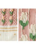 3 Pairs Women Spring Flower Jacquard Long Socks
