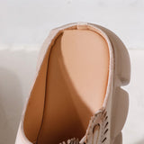 Women Artsy Genuine Leather Hollow Out Slippers