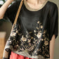 Women Casual Embroidery Ramie Spring T-Shirt