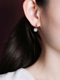 Women Elegant Jade Inlaid Silver Earrings