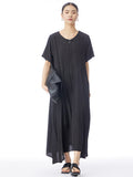 Women Summer Casual Loose Solid Irregular Hem Dress