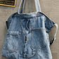 Women Vintage Solid Denim Shoulder Bag Crossbody Bag