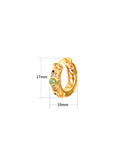 Women Retro Hollow Out Copper Inlaid Jade Earrings