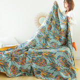 Floral Blanket 100% Cotton Sofa Summer Throw Blanket Quilt