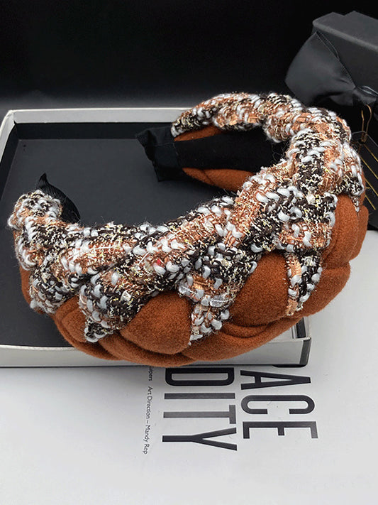 Women Fashion Weave Colorblock Hair Band