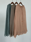 Women Summer Vintage Solid Drawstring Dual-layer Skirt