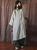 Women Winter Vintage Spliced Linen Loose Dress