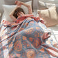 Four Layers Gauze Floral Blanket 100% Cotton Sofa Summer Throw Blanket Quilt