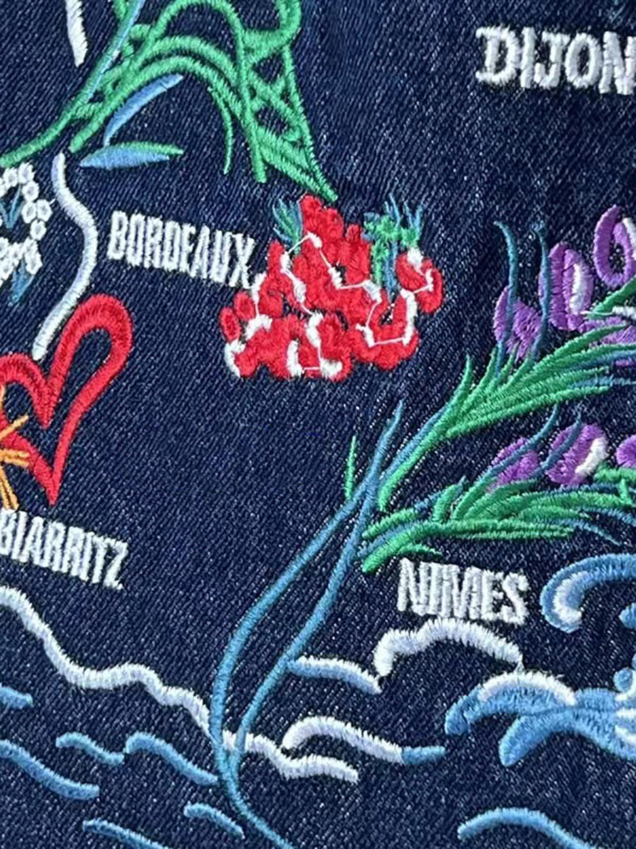 Women Casual Embroidery Denim Shoulder Bag