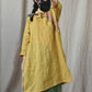 Women Vintage Spring Spliced Ramie Robe Dress
