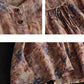 Women Vintage Summer Floral Pleat Sleeveless Ramie Shirt