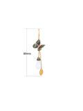Women Ethnic Butterfly Cloisonne Jade Flower Alloy Earrings