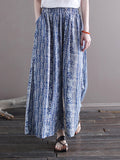 Women Summer Ethnic Batik Wide-leg Loose Pants
