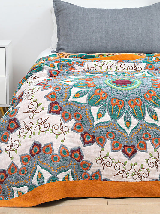6 Layers Cotton Queen Throw Bed Cover Woven Sofa Throw