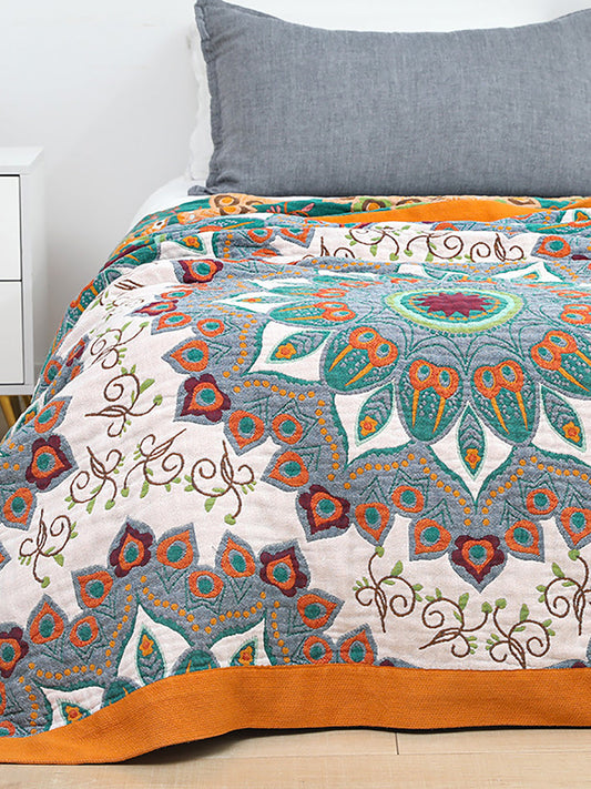 Couverture de lit Queen en coton à 6 couches, jeté de canapé tissé 