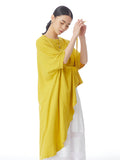 Women Casual Solid Drawstring Spliced Irregular Hem Shirt