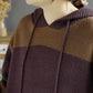 Women Casual Colorblock Knitted Hooded Sweater