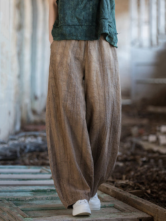 Pantalon lanterne ample rétro pour femmes, avec poches tie-dye, été