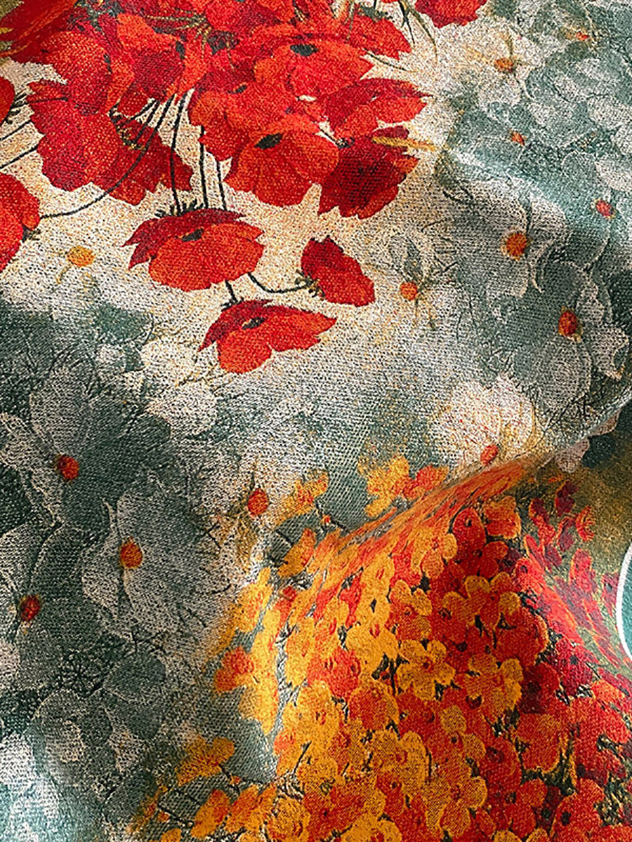 Châle écharpe imprimé à l'huile de fleurs d'hiver artistiques pour femmes