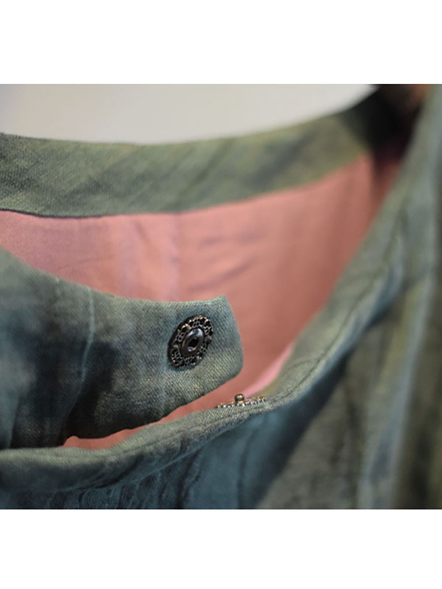 Manteau en coton Vintage pour femmes, pull-over en lin avec poches froissées, couleur unie