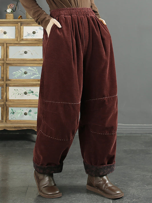 Pantalon sarouel ample en velours côtelé pour femme, hiver