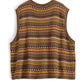 Women Retro Autumn Knitted O-Neck Loose Vest