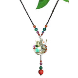 Alloy Bird Multicolor Agate Necklace